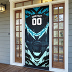 Personalised Port Adelaide Power Football Door Cover Teal Lightning Mascot Charging Cityscape