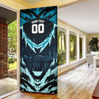 Personalised Port Adelaide Power Football Door Cover Teal Lightning Mascot Charging Cityscape