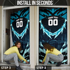 Personalised Port Adelaide Power Football Door Cover Teal Lightning Mascot Charging Cityscape
