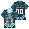 Personalised Port Adelaide Power Football Family Matching Long Sleeve Bodycon Dress and Hawaiian Shirt Teal Lightning Mascot Charging Cityscape