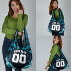 Personalised Port Adelaide Power Football Grocery Bag Teal Lightning Mascot Charging Cityscape