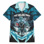 Personalised Port Adelaide Power Football Hawaiian Shirt Teal Lightning Mascot Charging Cityscape