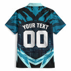 Personalised Port Adelaide Power Football Hawaiian Shirt Teal Lightning Mascot Charging Cityscape