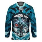 Personalised Port Adelaide Power Football Hockey Jersey Teal Lightning Mascot Charging Cityscape