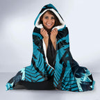 Personalised Port Adelaide Power Football Hooded Blanket Teal Lightning Mascot Charging Cityscape