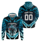 Personalised Port Adelaide Power Football Hoodie Teal Lightning Mascot Charging Cityscape