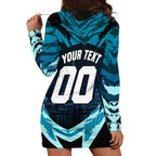 Personalised Port Adelaide Power Football Hoodie Dress Teal Lightning Mascot Charging Cityscape