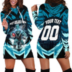 Personalised Port Adelaide Power Football Hoodie Dress Teal Lightning Mascot Charging Cityscape
