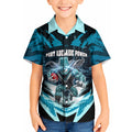 Personalised Port Adelaide Power Football Kid Hawaiian Shirt Teal Lightning Mascot Charging Cityscape