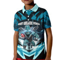 Personalised Port Adelaide Power Football Kid Polo Shirt Teal Lightning Mascot Charging Cityscape