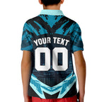 Personalised Port Adelaide Power Football Kid Polo Shirt Teal Lightning Mascot Charging Cityscape