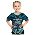 Personalised Port Adelaide Power Football Kid T Shirt Teal Lightning Mascot Charging Cityscape