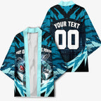 Personalised Port Adelaide Power Football Kimono Teal Lightning Mascot Charging Cityscape