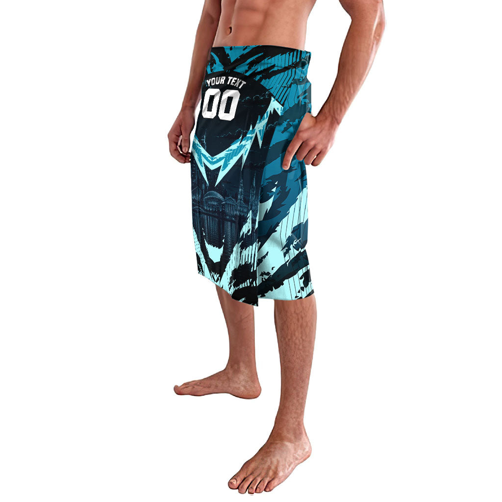 Personalised Port Adelaide Power Football Lavalava Teal Lightning Mascot Charging Cityscape