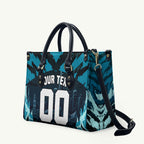 Personalised Port Adelaide Power Football Leather Bag Teal Lightning Mascot Charging Cityscape