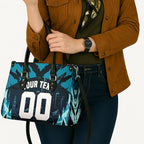 Personalised Port Adelaide Power Football Leather Bag Teal Lightning Mascot Charging Cityscape