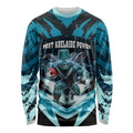 Personalised Port Adelaide Power Football Long Sleeve Shirt Teal Lightning Mascot Charging Cityscape
