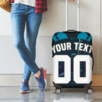 Personalised Port Adelaide Power Football Luggage Cover Teal Lightning Mascot Charging Cityscape