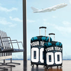 Personalised Port Adelaide Power Football Luggage Cover Teal Lightning Mascot Charging Cityscape