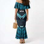 Personalised Port Adelaide Power Football Mermaid Dress Teal Lightning Mascot Charging Cityscape