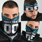 Personalised Port Adelaide Power Football Neck Gaiter Teal Lightning Mascot Charging Cityscape