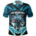 Personalised Port Adelaide Power Football Polo Shirt Teal Lightning Mascot Charging Cityscape