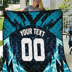 Personalised Port Adelaide Power Football Quilt Teal Lightning Mascot Charging Cityscape