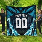 Personalised Port Adelaide Power Football Quilt Teal Lightning Mascot Charging Cityscape