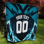Personalised Port Adelaide Power Football Quilt Teal Lightning Mascot Charging Cityscape