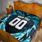 Personalised Port Adelaide Power Football Quilt Teal Lightning Mascot Charging Cityscape