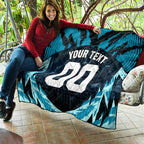 Personalised Port Adelaide Power Football Quilt Teal Lightning Mascot Charging Cityscape