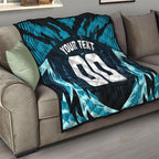 Personalised Port Adelaide Power Football Quilt Teal Lightning Mascot Charging Cityscape