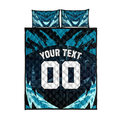 Personalised Port Adelaide Power Football Quilt Bed Set Teal Lightning Mascot Charging Cityscape