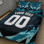 Personalised Port Adelaide Power Football Quilt Bed Set Teal Lightning Mascot Charging Cityscape