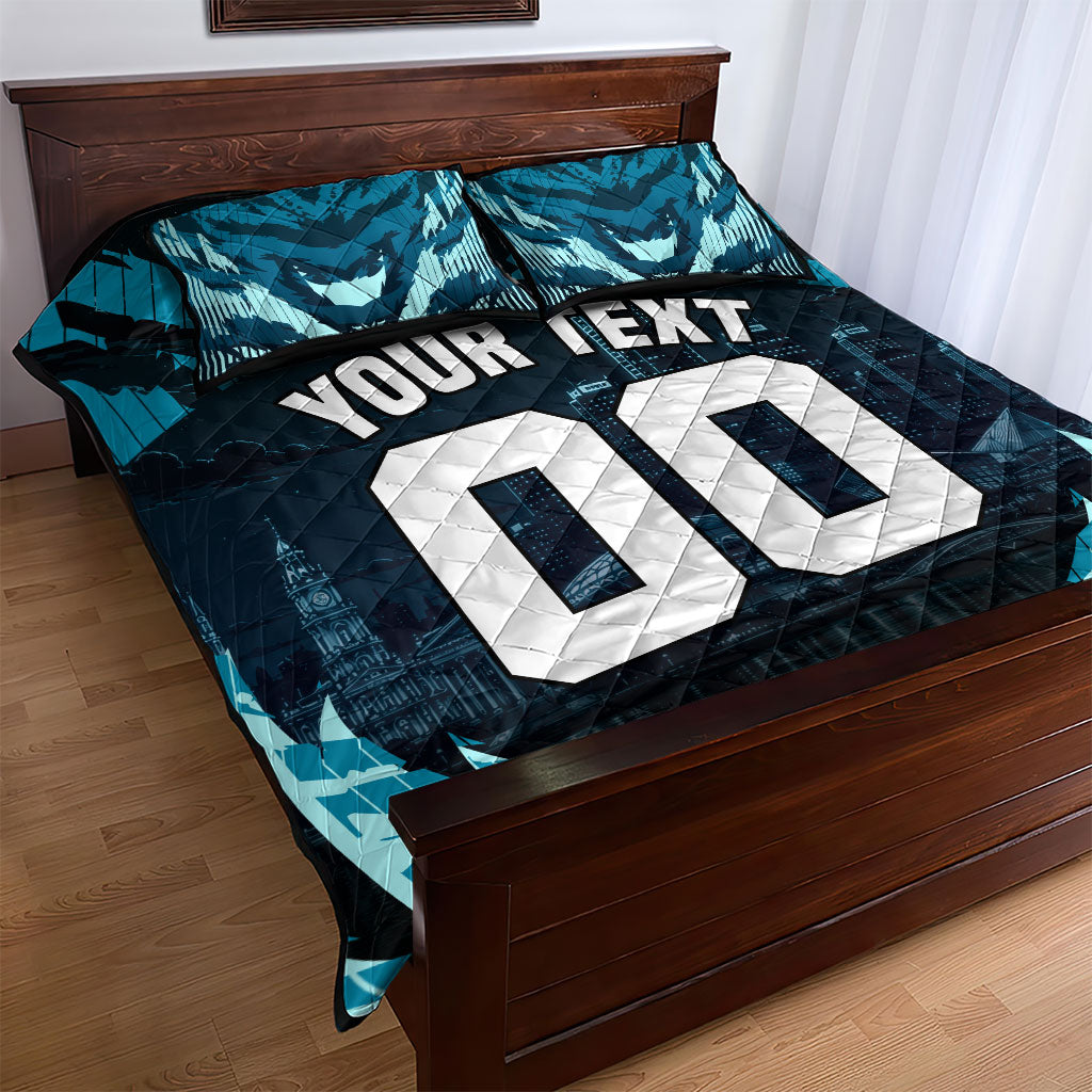 Personalised Port Adelaide Power Football Quilt Bed Set Teal Lightning Mascot Charging Cityscape
