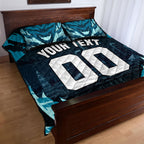 Personalised Port Adelaide Power Football Quilt Bed Set Teal Lightning Mascot Charging Cityscape