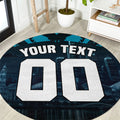 Personalised Port Adelaide Power Football Round Carpet Teal Lightning Mascot Charging Cityscape