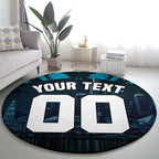 Personalised Port Adelaide Power Football Round Carpet Teal Lightning Mascot Charging Cityscape