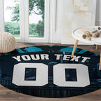 Personalised Port Adelaide Power Football Round Carpet Teal Lightning Mascot Charging Cityscape