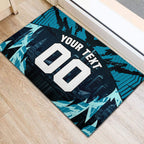 Personalised Port Adelaide Power Football Rubber Doormat Teal Lightning Mascot Charging Cityscape