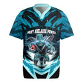 Personalised Port Adelaide Power Football Rugby Jersey Teal Lightning Mascot Charging Cityscape