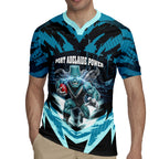 Personalised Port Adelaide Power Football Rugby Jersey Teal Lightning Mascot Charging Cityscape