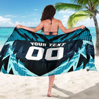 Personalised Port Adelaide Power Football Sarong Teal Lightning Mascot Charging Cityscape