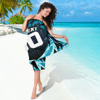 Personalised Port Adelaide Power Football Sarong Teal Lightning Mascot Charging Cityscape