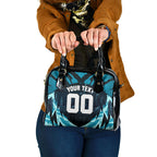 Personalised Port Adelaide Power Football Shoulder Handbag Teal Lightning Mascot Charging Cityscape