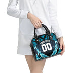 Personalised Port Adelaide Power Football Shoulder Handbag Teal Lightning Mascot Charging Cityscape