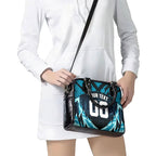 Personalised Port Adelaide Power Football Shoulder Handbag Teal Lightning Mascot Charging Cityscape
