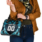 Personalised Port Adelaide Power Football Shoulder Handbag Teal Lightning Mascot Charging Cityscape