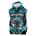 Personalised Port Adelaide Power Football Sleeveless Hoodie Teal Lightning Mascot Charging Cityscape