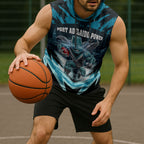 Personalised Port Adelaide Power Football Sleeveless Hoodie Teal Lightning Mascot Charging Cityscape